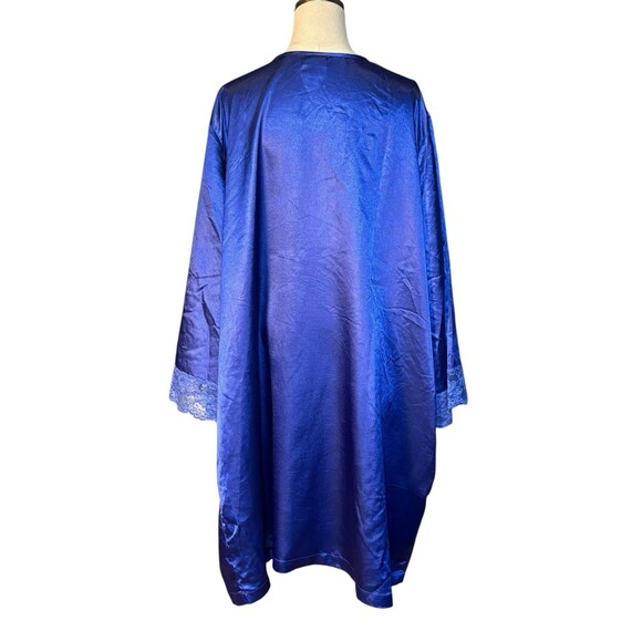 Amoureuse Plus Size Satin Long Peignoir Set Nightgown Robe Royal Blue 26/28 2X - Picture 3 of 7